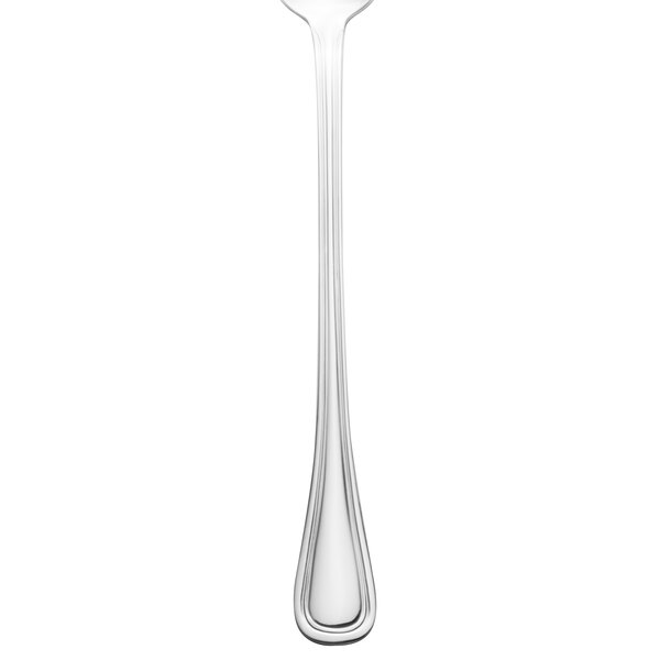 A close-up of a Walco stainless steel iced tea spoon with a handle.