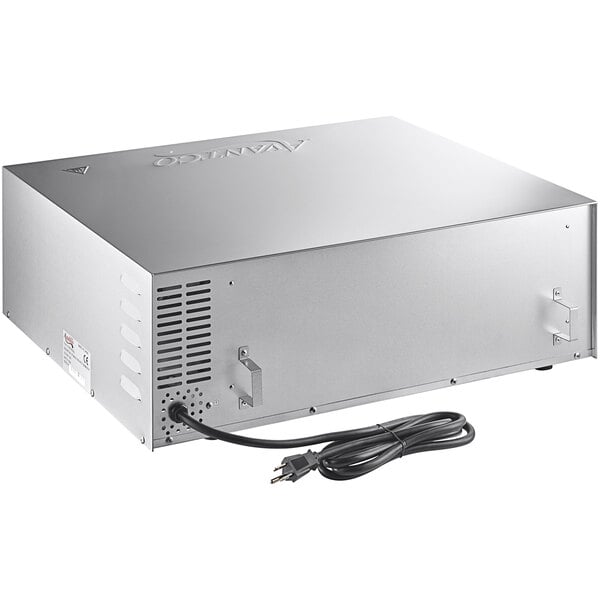 A silver Avantco countertop pizza oven with a black cord.