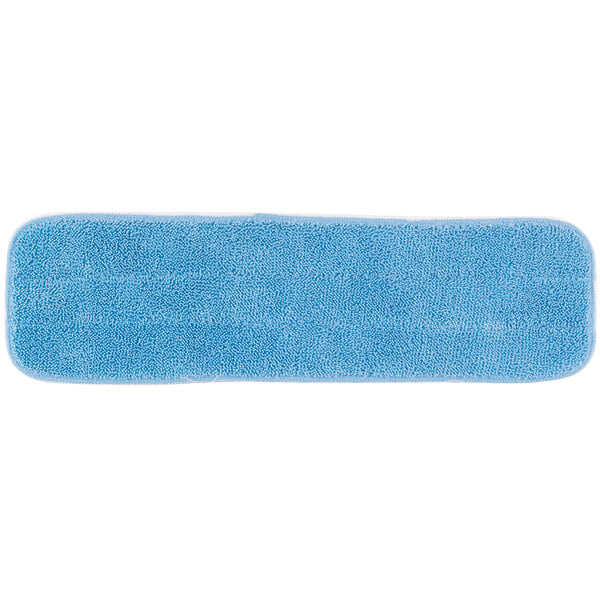 A blue microfiber wet mop pad with a white border.