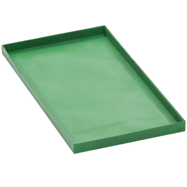 A green rectangular Merrychef Teflon coated basket.