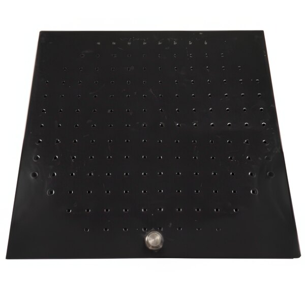 A black square Merrychef lower impingement plate with holes.