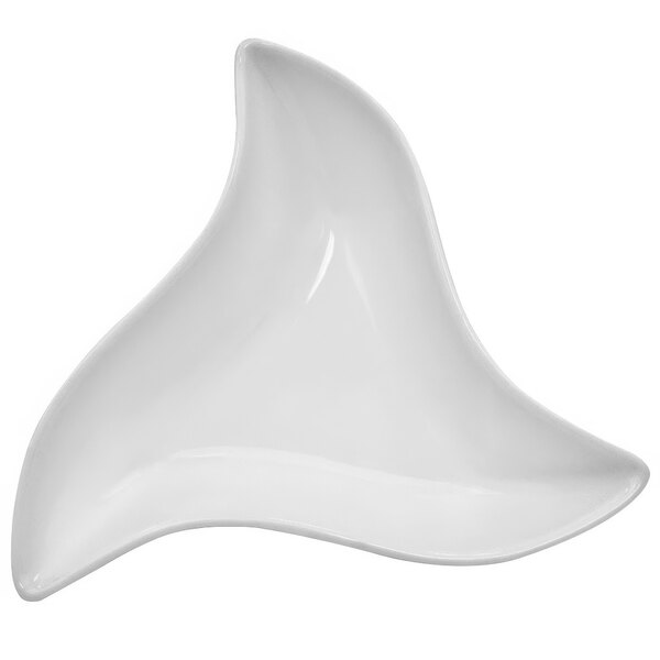 A CAC white porcelain bowl with a wavy shape.