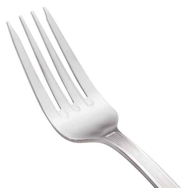 A close-up of a Walco Bosa Nova stainless steel salad fork with a silver handle.