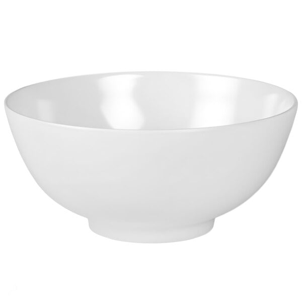 A white Thunder Group melamine rice bowl.