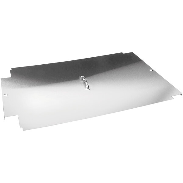 A silver metal Pitco fryer tank cover.