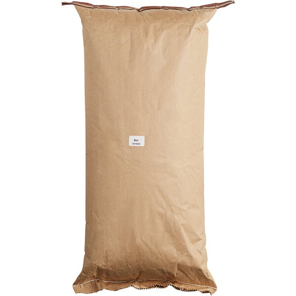 A brown Reist bag of blue butterfly popcorn kernels with a white label.