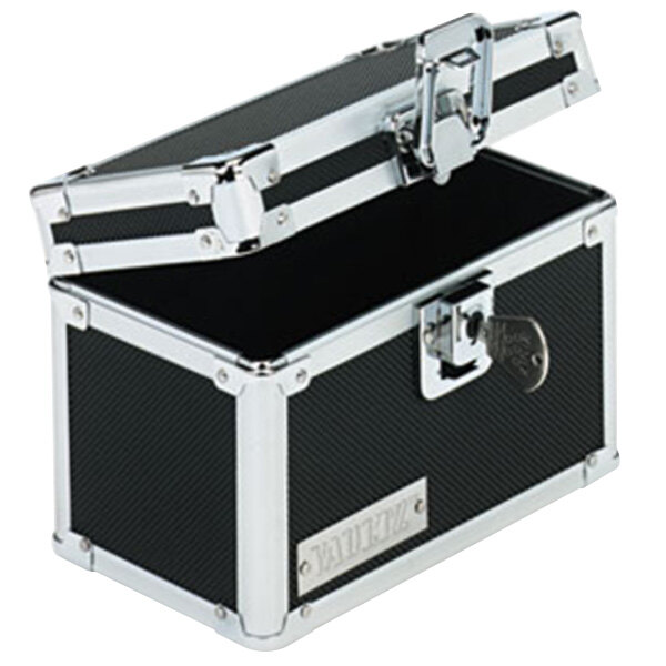 Vaultz VZ01169 6" x 3" x 4 1/4" Black Locking Index Card Box with Flip Top