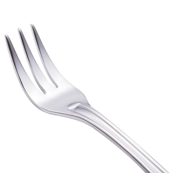 A close-up of a Walco stainless steel cocktail fork with a silver handle.