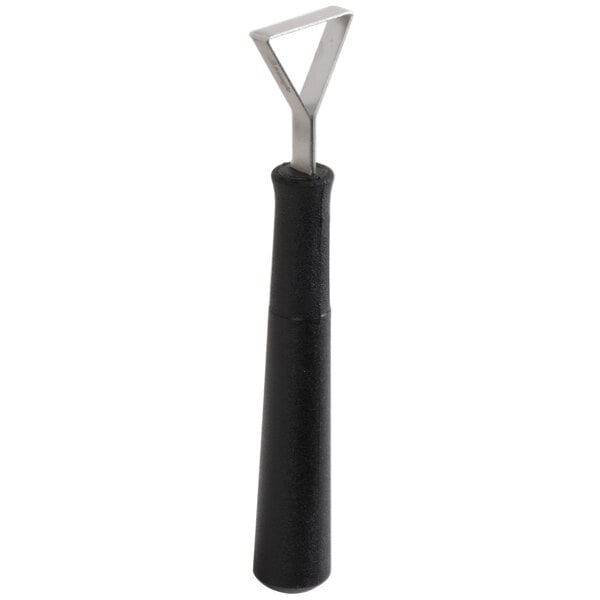 A black and silver metal Triangle Decorator Knife with a white handle.