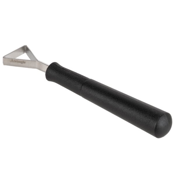 A Triangle Decorator Triangle Knife with a black handle and silver metal blade.