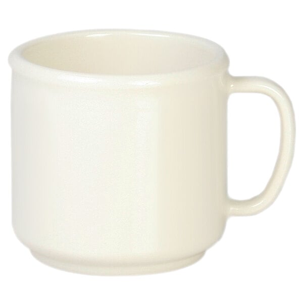 A white Thunder Group melamine mug with a handle.