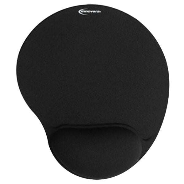 A black Innovera mouse pad with a gel wrist rest.