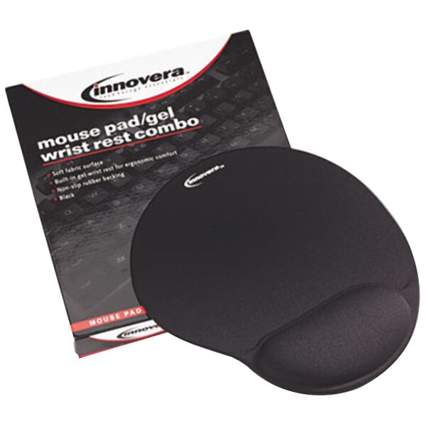 Innovera 50448 Black Mouse Pad With Gel Wrist Rest 8531