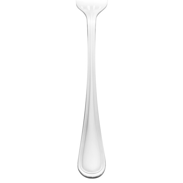 A Walco stainless steel table fork with a white handle.