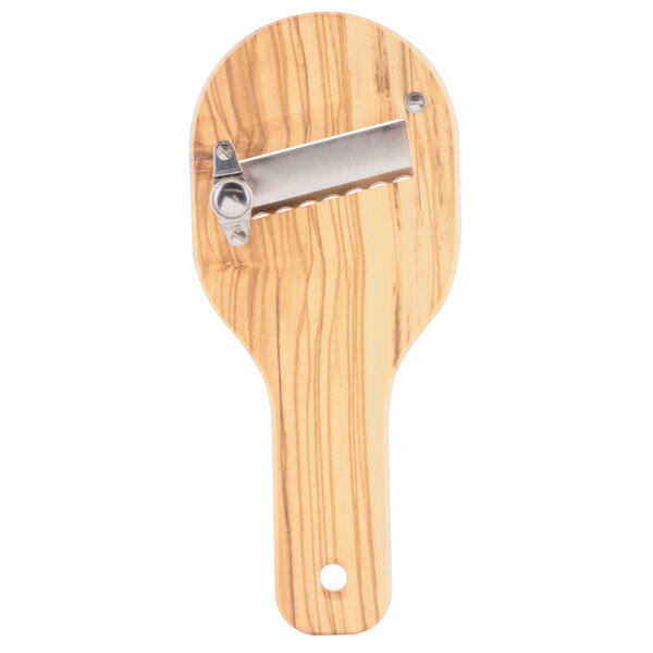 A Bron Coucke wooden truffle slicer with a metal blade.