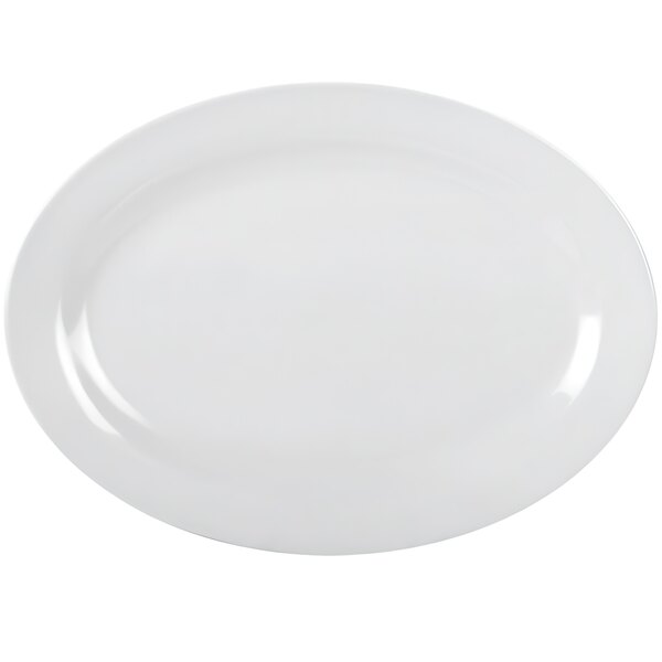 A white oval Thunder Group melamine platter.