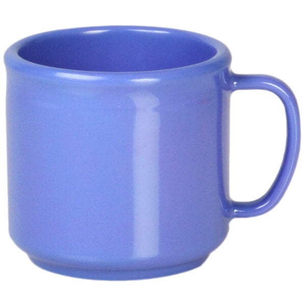 A purple Thunder Group melamine mug with a handle.