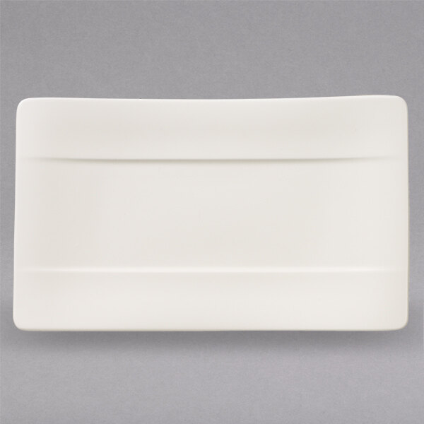 A white rectangular Villeroy & Boch sushi plate with a thin edge.
