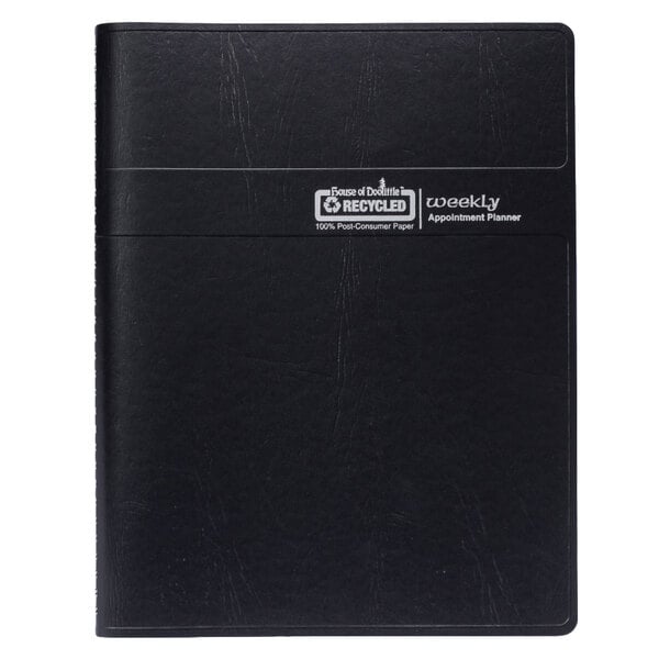 A black leather House of Doolittle organizer with white text.