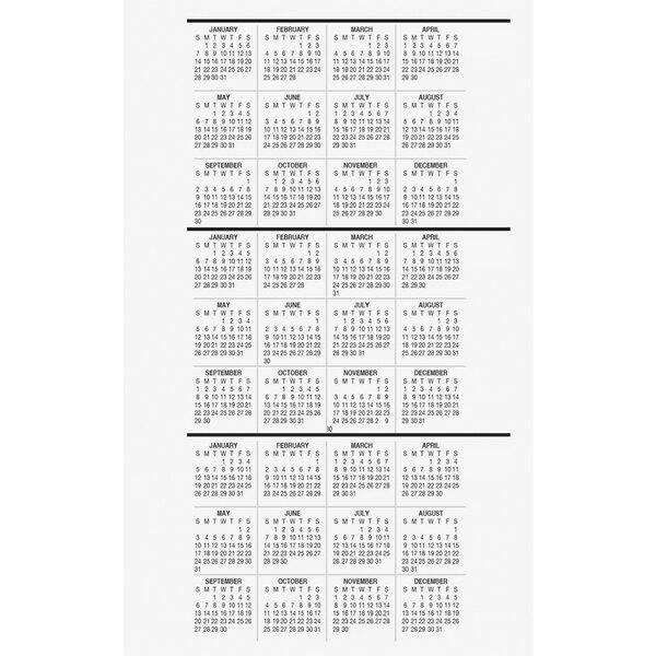 A House of Doolittle black and white calendar with monthly dates and appointments.