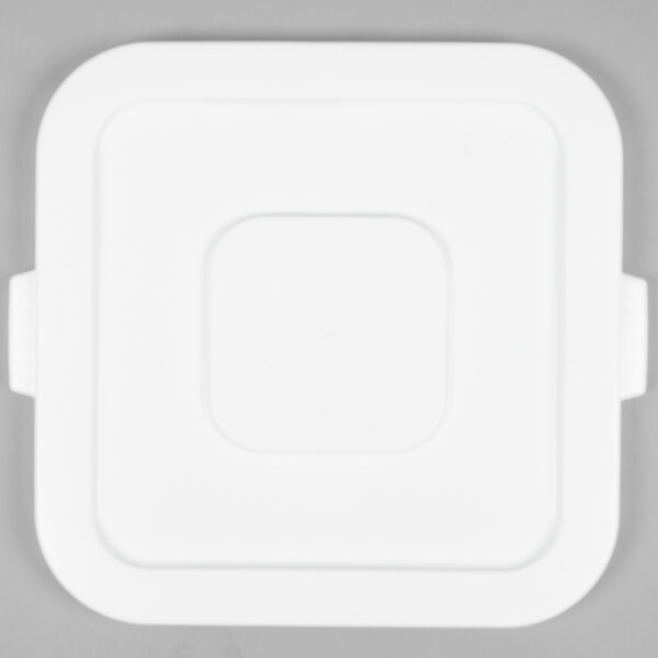 A white square Continental Huskee trash can lid with handles.