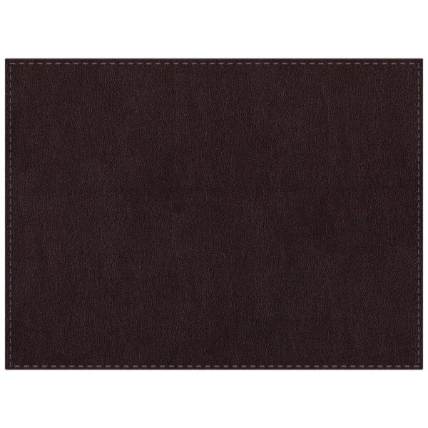 A black rectangular H. Risch Inc. faux leather placemat with stitching.