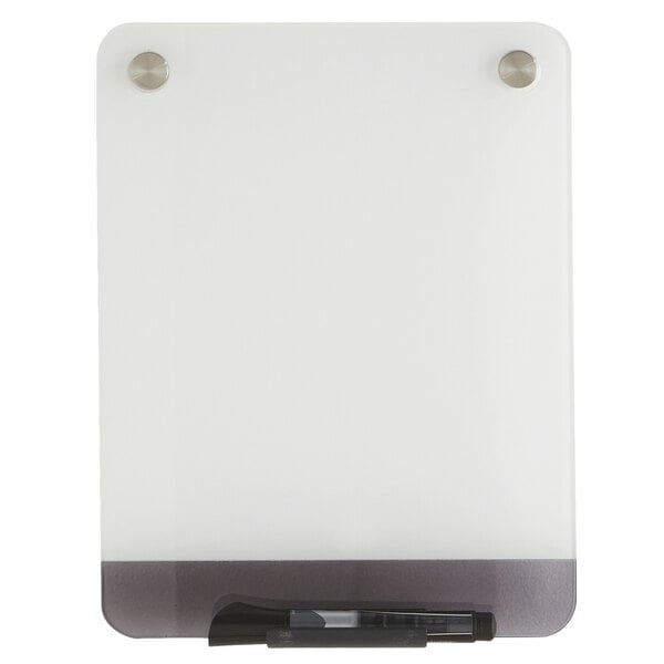 A white Iceberg glass dry-erase board with a pen.