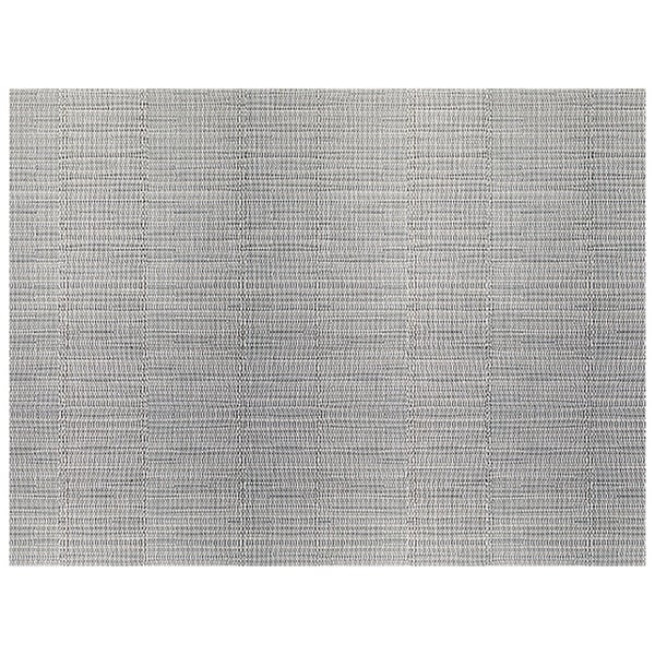 A gray woven vinyl rectangle placemat with black lines.