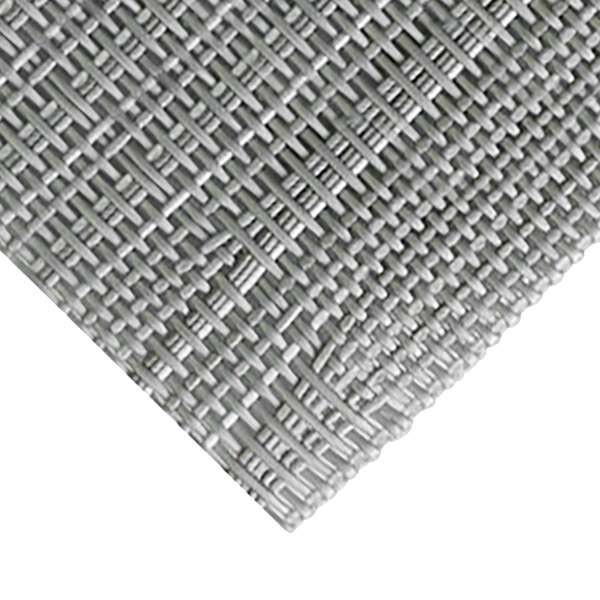 A close-up of a gray woven vinyl rectangle placemat.