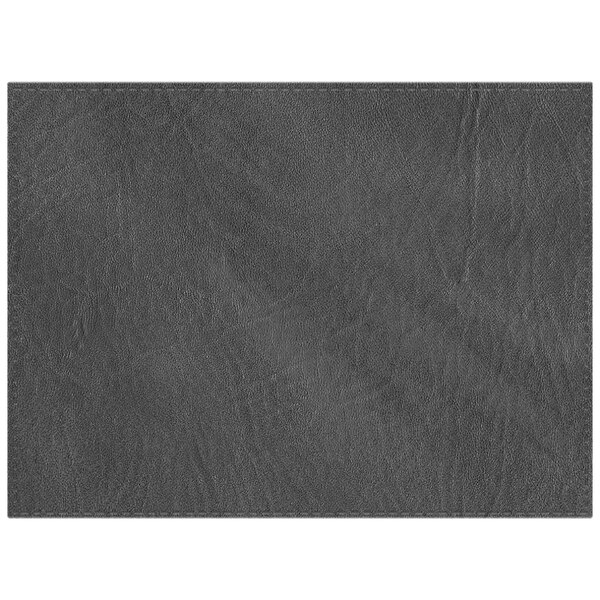 A black leather rectangular placemat.