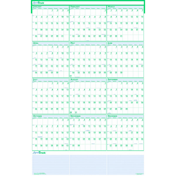 A white House of Doolittle wall calendar with teal and green text and borders.