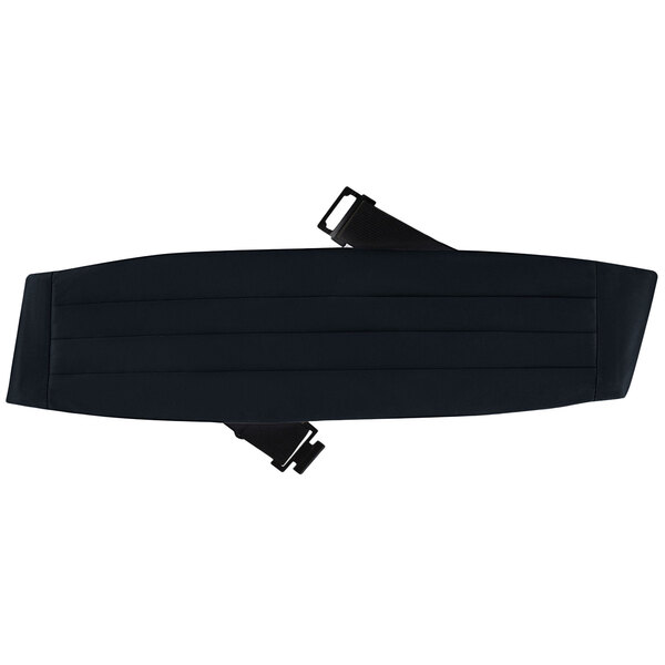 A black cummerbund with adjustable buckles.