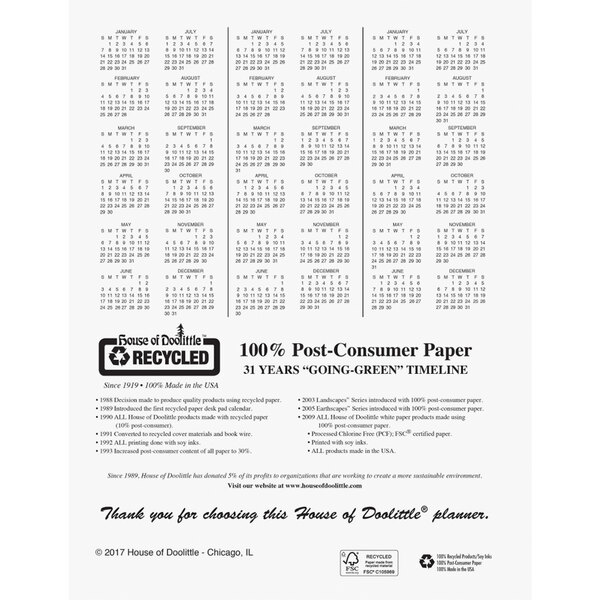 A House of Doolittle planner with numbers and notes on it.