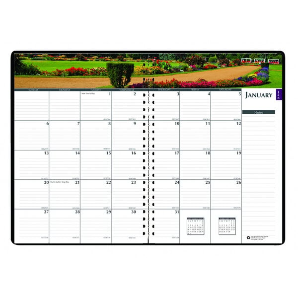 A House of Doolittle calendar page with a picture of a garden.