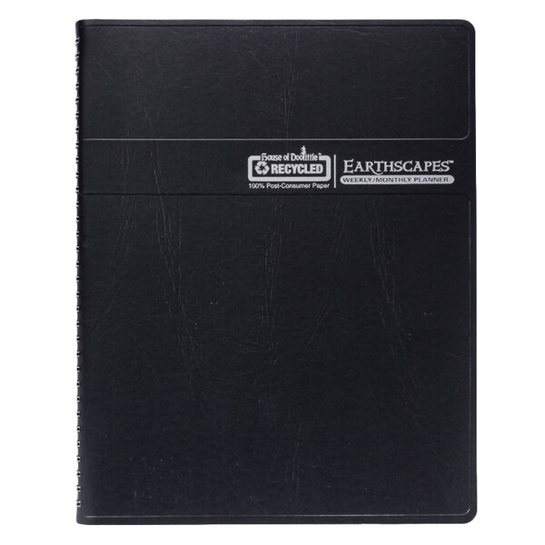 A black House of Doolittle appointment book with white text on the cover that says "Earthscape"