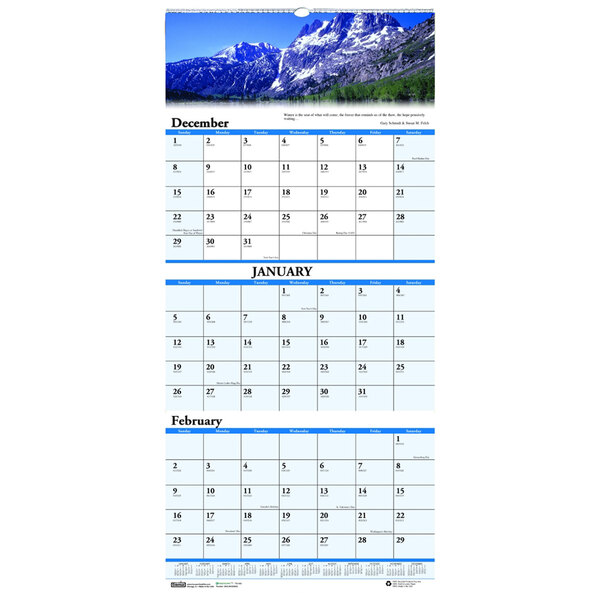 House Of Doolittle 3638 12 1 4 X 26 Recycled Scenic Monthly December 2020 January 2022 Compact Wall Calendar