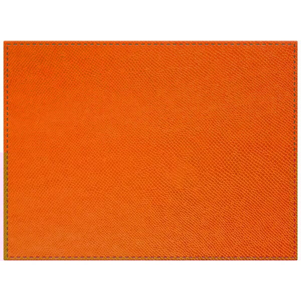 An orange premium sewn faux leather placemat.