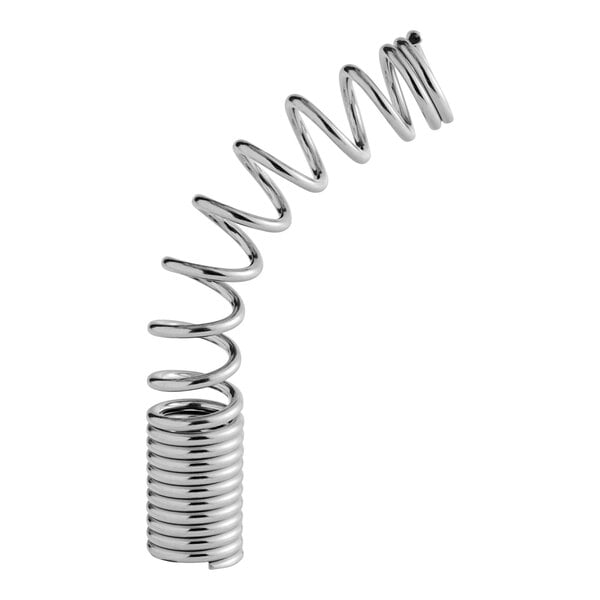A close-up of a Fisher Pre-Rinse Gooseneck Mini Spring, a metal spring with a spiral on it.