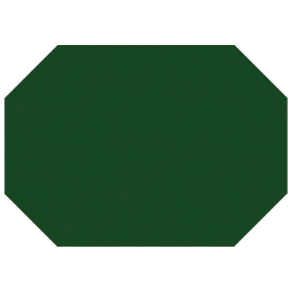 A green octagon shaped H. Risch, Inc. vinyl placemat.