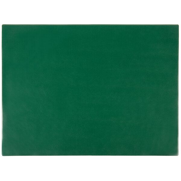 A green rectangular placemat with a white border.