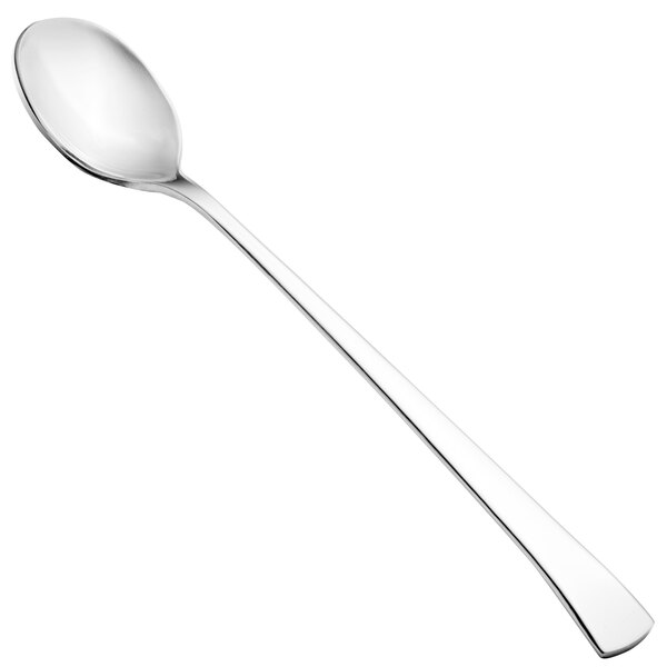 A close-up of a Walco Freya iced tea spoon with a long handle on a white background.