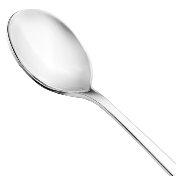 A close-up of a Walco stainless steel iced tea spoon with a silver handle.