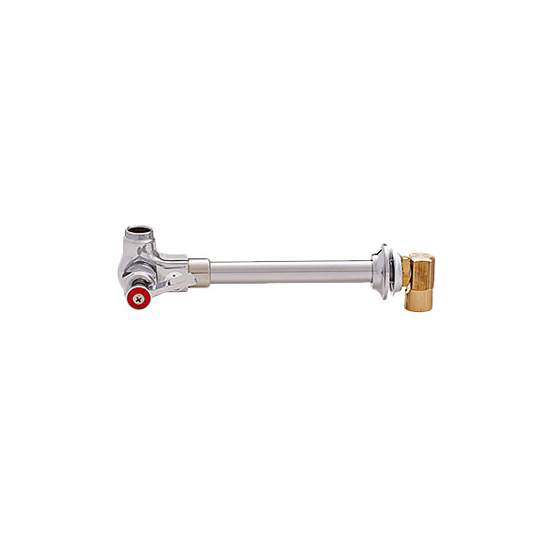A silver metal Fisher wall mounted faucet base with swivel stems and a lever handle.