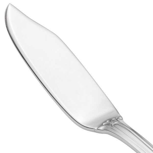 A close-up of a Walco stainless steel fish knife with a silver handle.