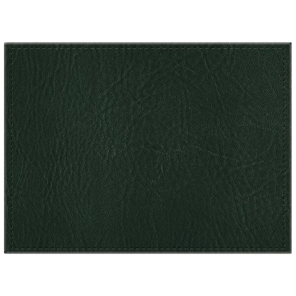 A close-up of a green faux leather H. Risch, Inc. rectangular placemat.