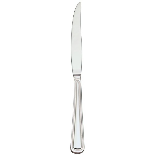 A Libbey stainless steel steak knife with a silver handle.