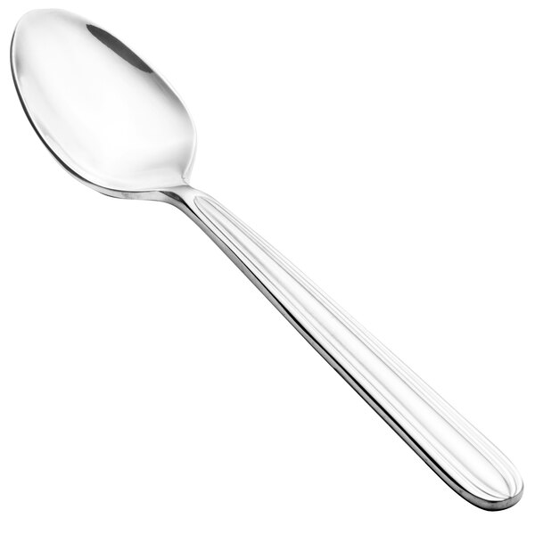 A close-up of a Walco Maremma stainless steel teaspoon with a silver handle.