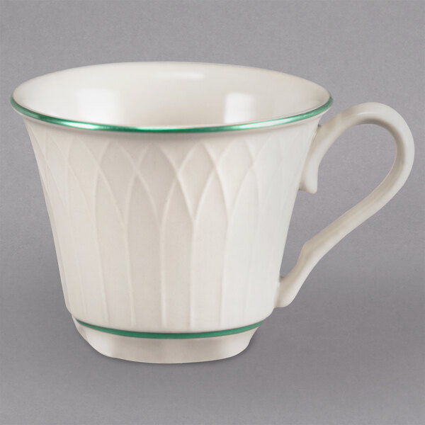 Homer Laughlin 1430-0327 Green Jade Gothic Off White 3.25 oz. China Cup ...