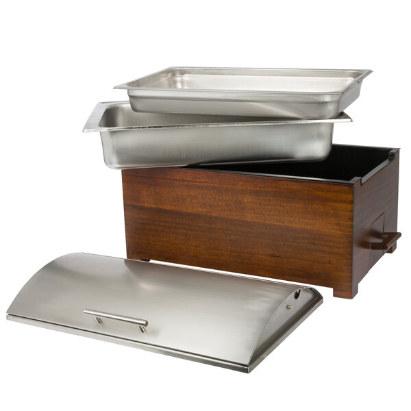 Choice Supreme 8.3 Qt. Full Size Chafer with Mahogany Wood Stand - 23 ...