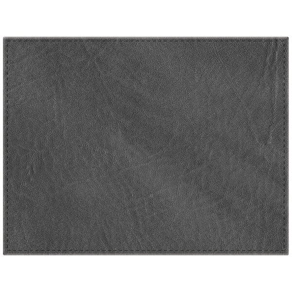 A black faux leather rectangular placemat.